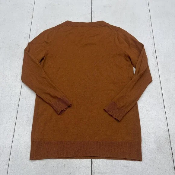 J Crew Sweater Womens Extra Small Brown 100% Merino Wool Crewneck Pullover - Picture 7 of 7